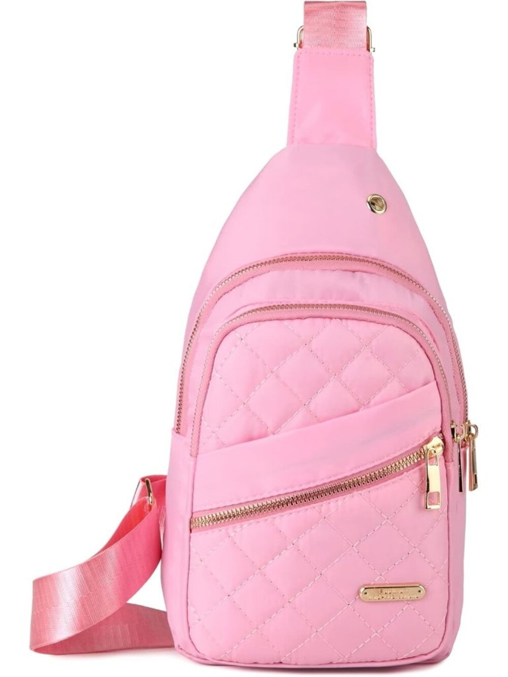 Womens Pink Small Sling Backpack Chest Bag For Travel Hikes Crossbody Bag - Picture 2 of 6